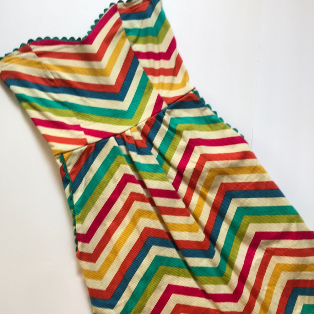 JUDITH MARCH colored chevron strapless dress